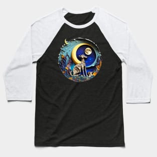 Greyhound Dog in Space Full Moon Planets Stars Cute Abstract Baseball T-Shirt